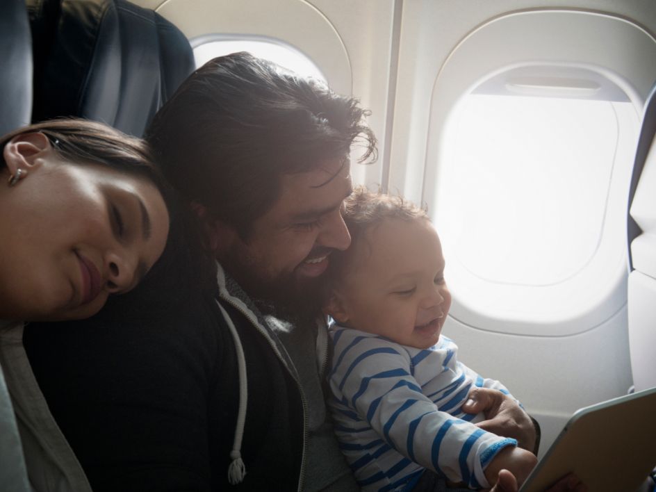 family on airplane