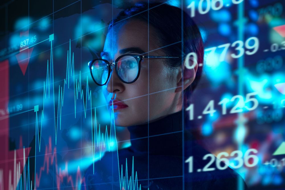 Lady looking at trading chart