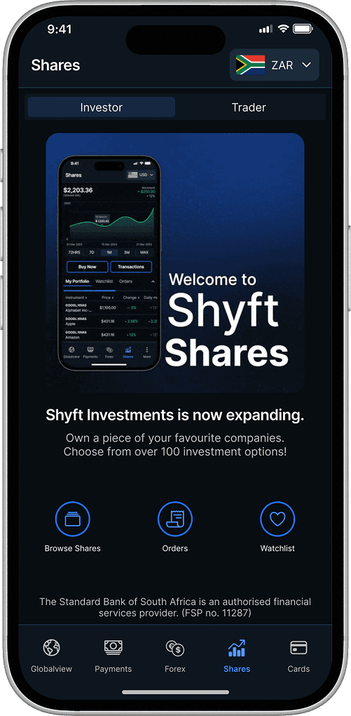 Shares tab screen