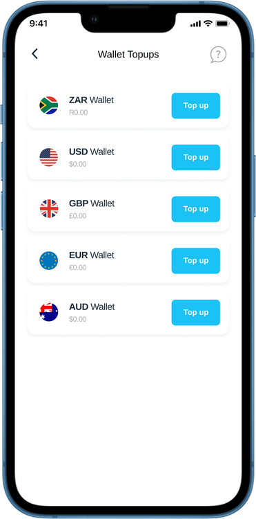 Wallet topup app screen